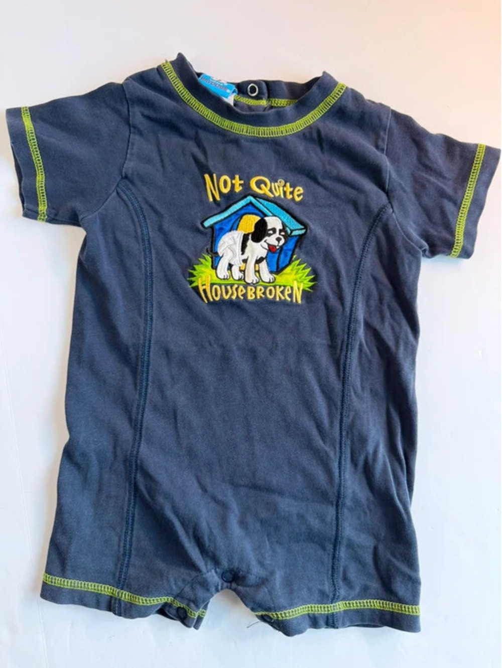 Little Big Dogs Baby Not Quite Housebroken Romper Bodysuit Size S 6-12 Months